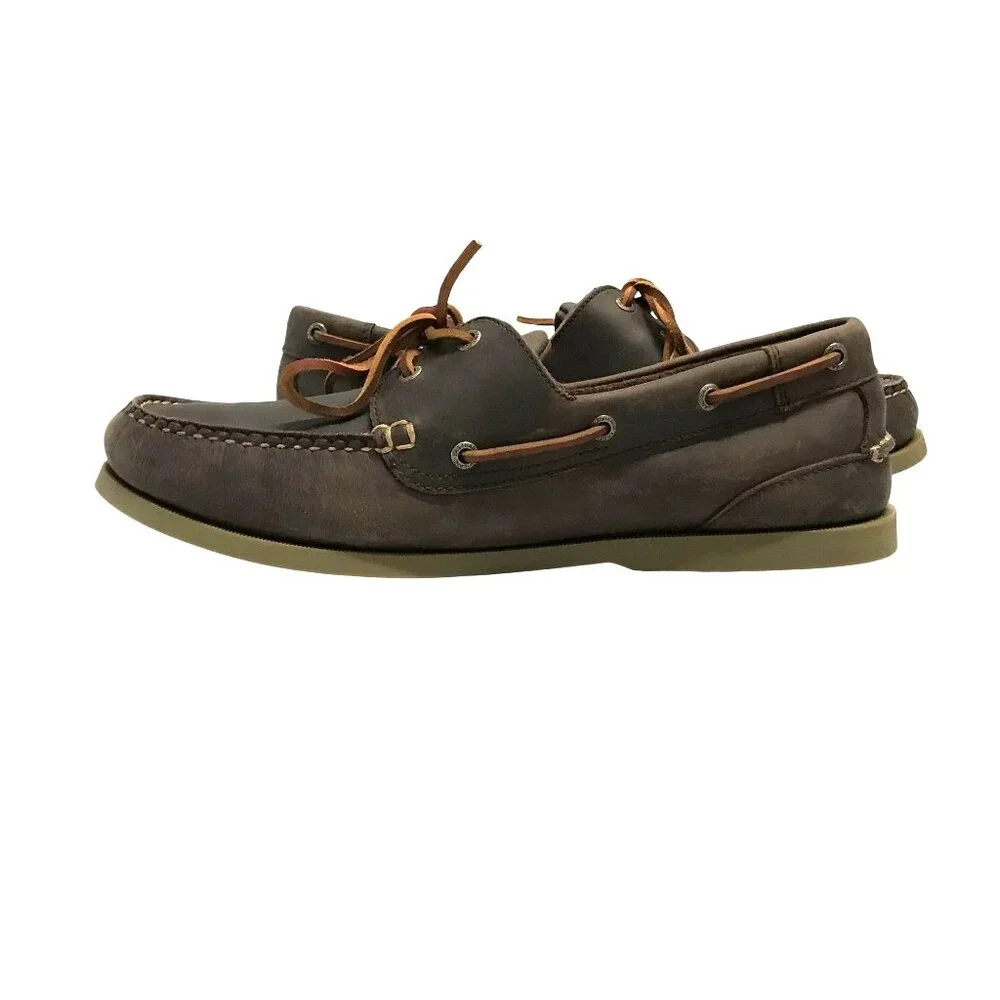 EASTLAND Mens 13/47 Sea Dog Boat Shoes Brown Waxed Leather NWOT